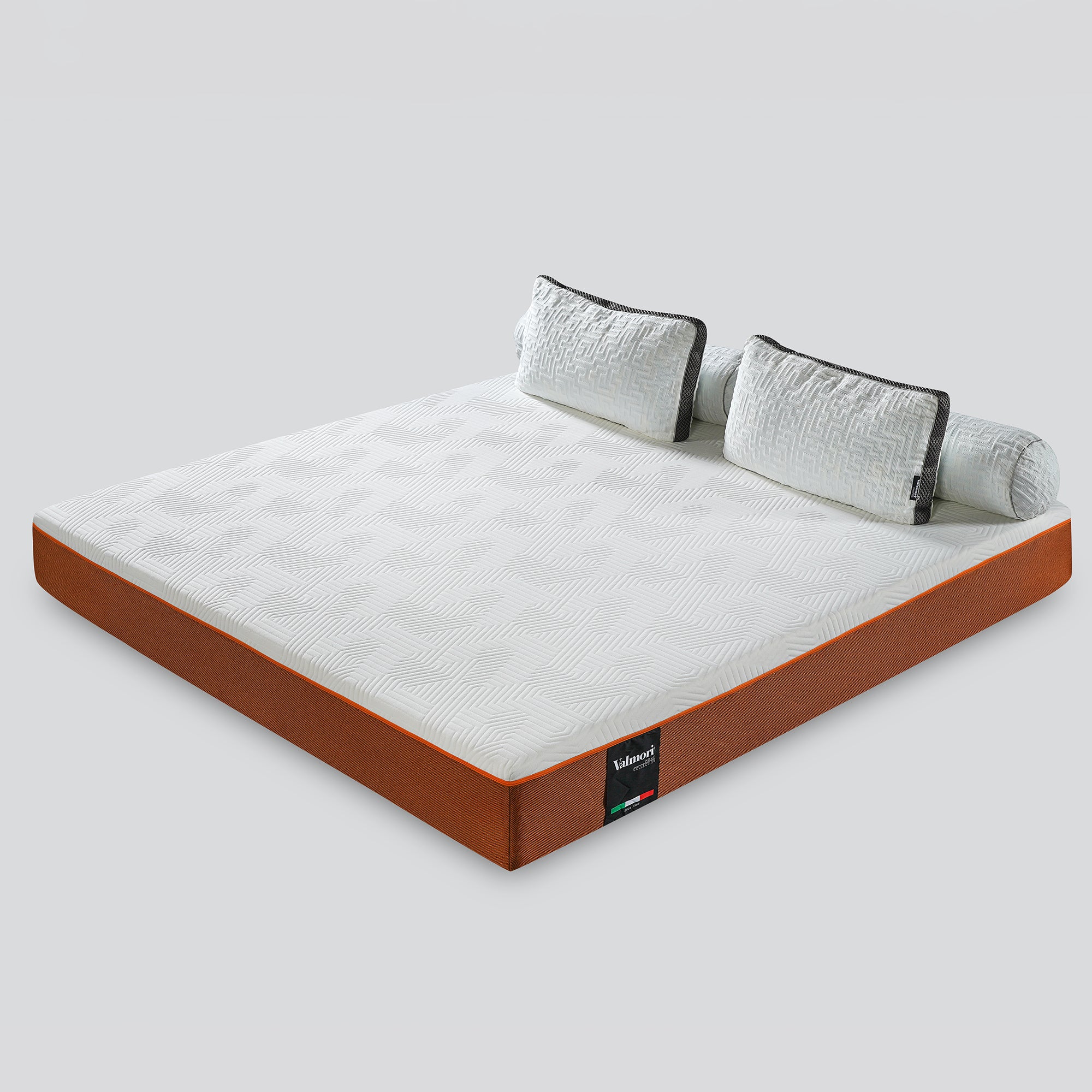 Above shot of the Valmori Medium S-Shape Foam Mattress surface and detailing